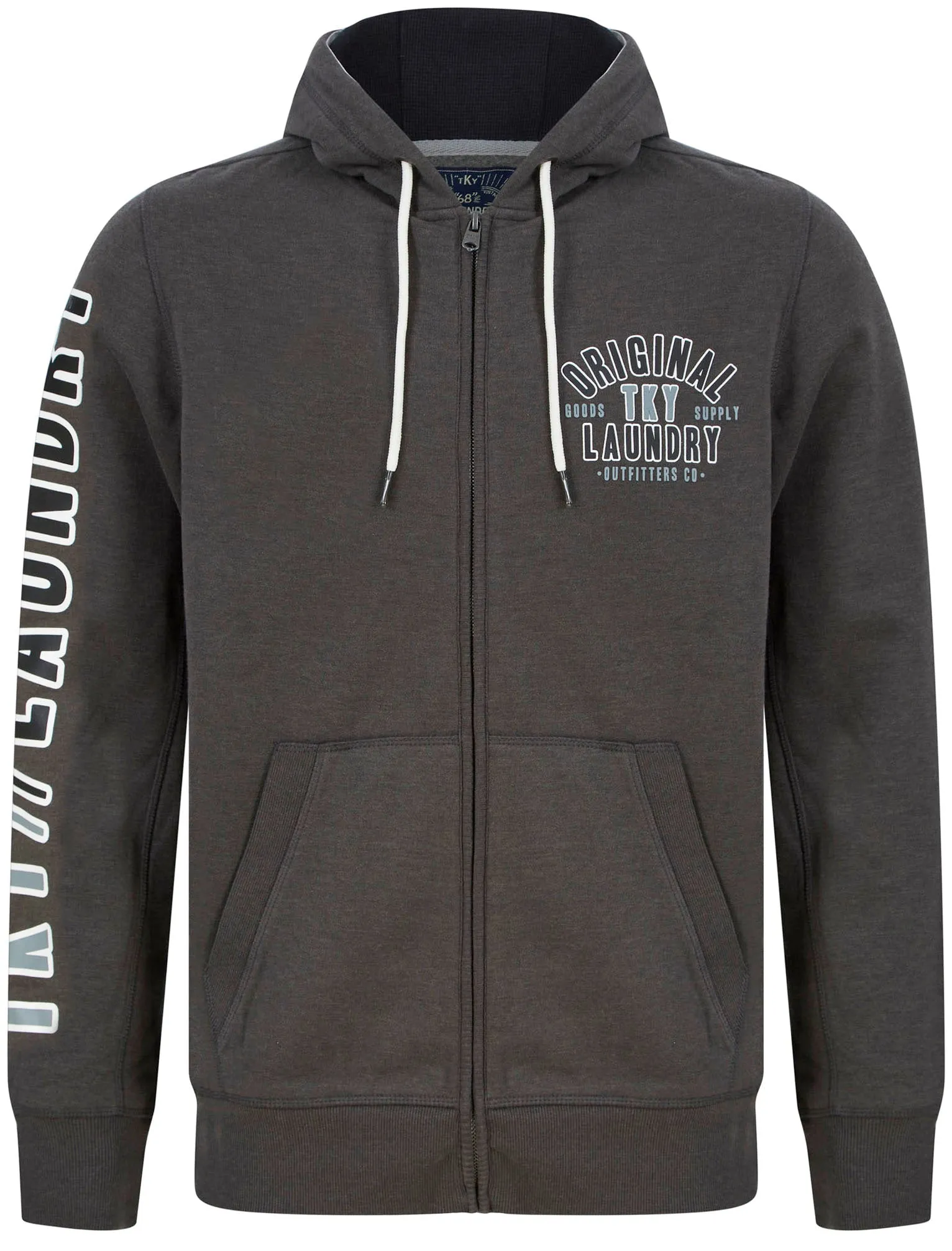 Spark Zip Through Hoodie With Sleeve Detail In Eiffel Tower Grey - Tokyo Laundry