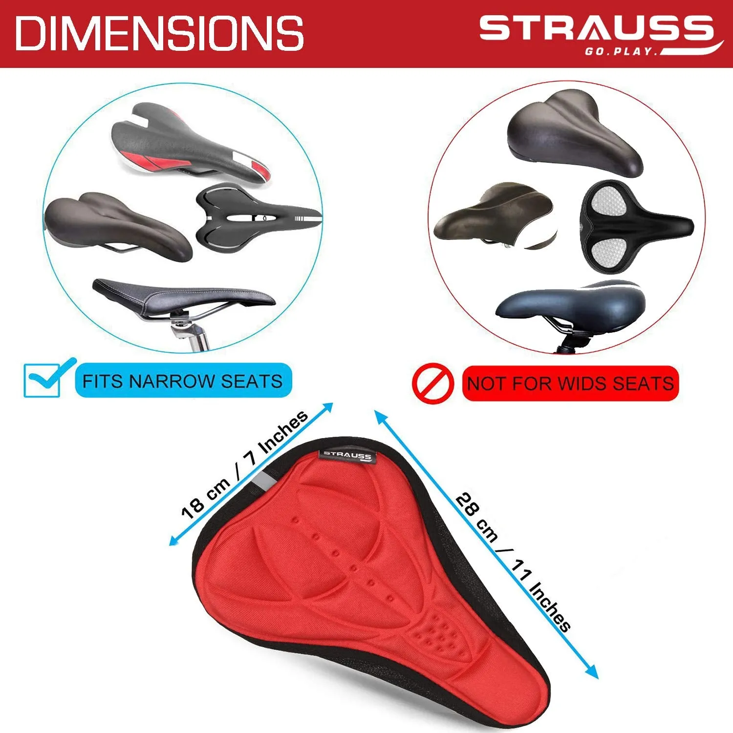 STRAUSS 3D Sponge Seat Cover, Red with Face Protection Mask, Non Vent, Medium, (Red)