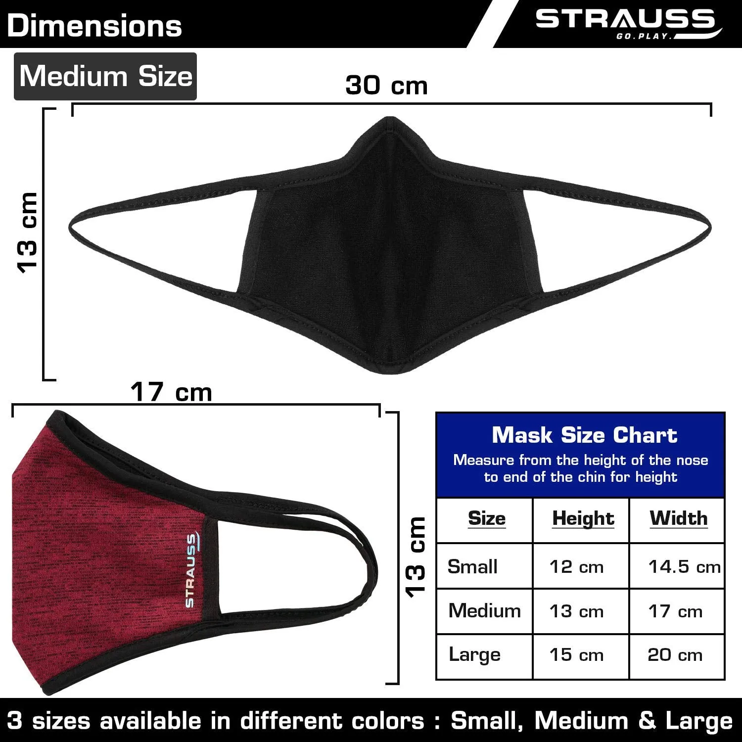 STRAUSS 3D Sponge Seat Cover, Red with Face Protection Mask, Non Vent, Medium, (Red)