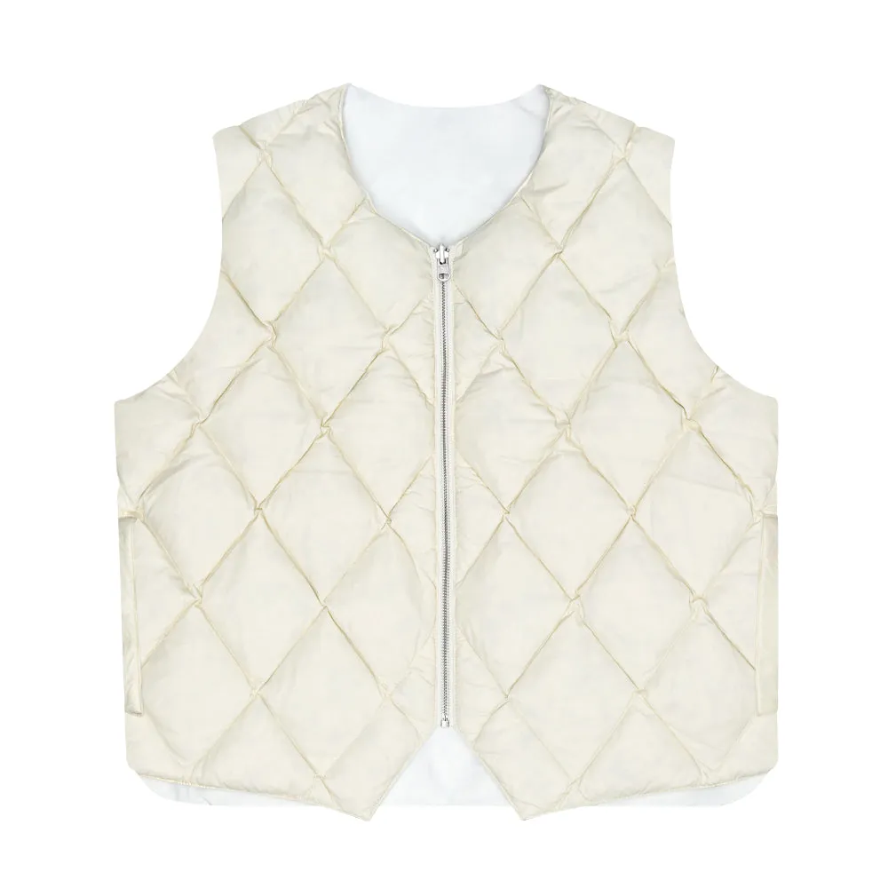 STÜSSY REVERSIBLE QUILTED VEST // CREAM