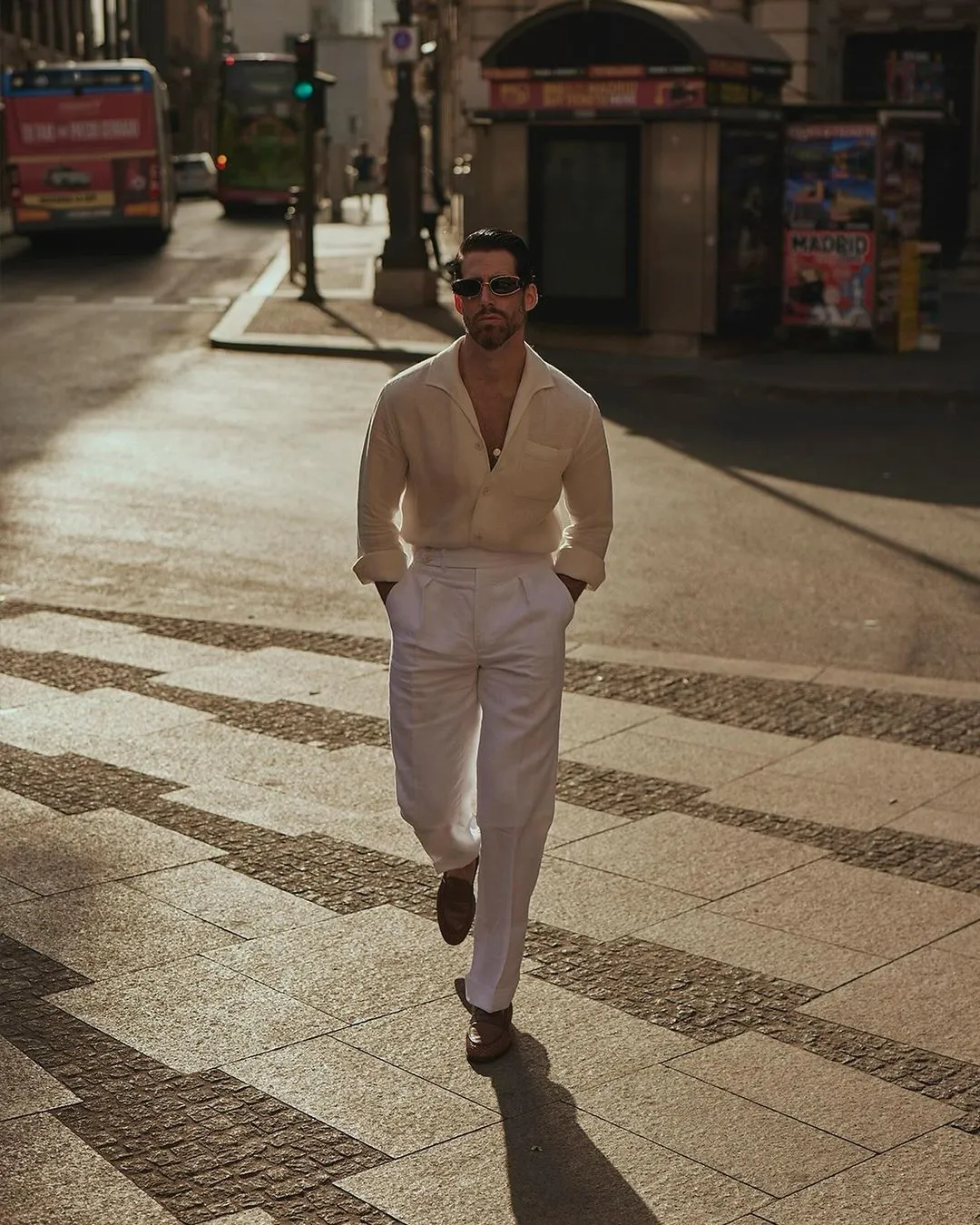 Summer Off-White Shirt in Soft Wash Honeycomb Linen with one piece collar placket