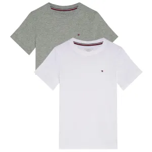 Tommy Hilfiger Boys Tommy Original 2 Pack Crew Neck Short Sleeve - Grey Heather/White