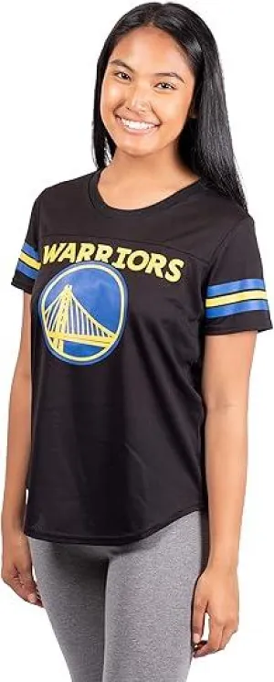 Ultra Game NBA Official Women's Soft Mesh T-Shirt, Golden State Warriors, Black|Golden State Warriors