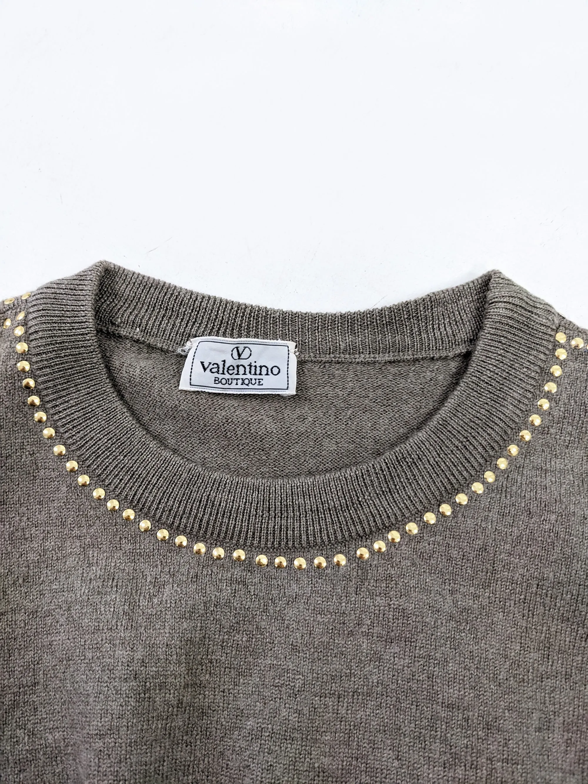 Valentino Vintage Womens Short Sleeve Studded Jumper, 1980s