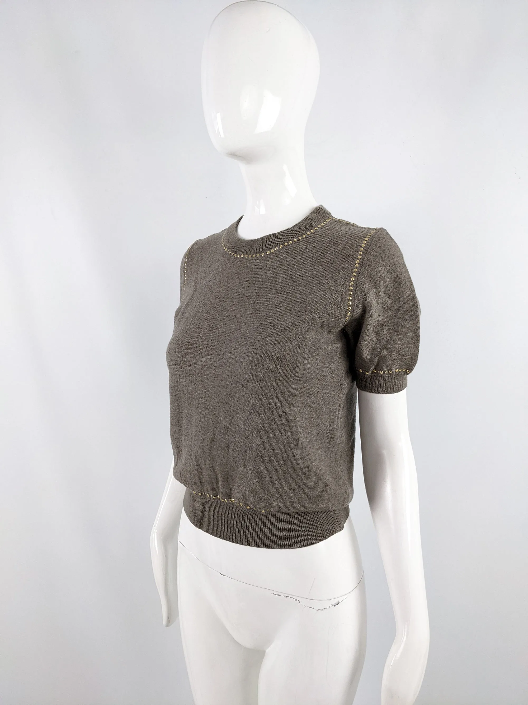 Valentino Vintage Womens Short Sleeve Studded Jumper, 1980s