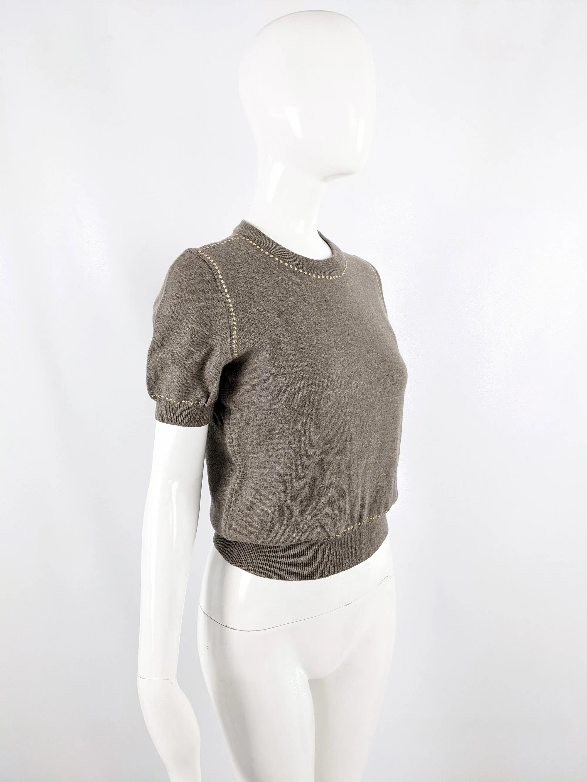 Valentino Vintage Womens Short Sleeve Studded Jumper, 1980s