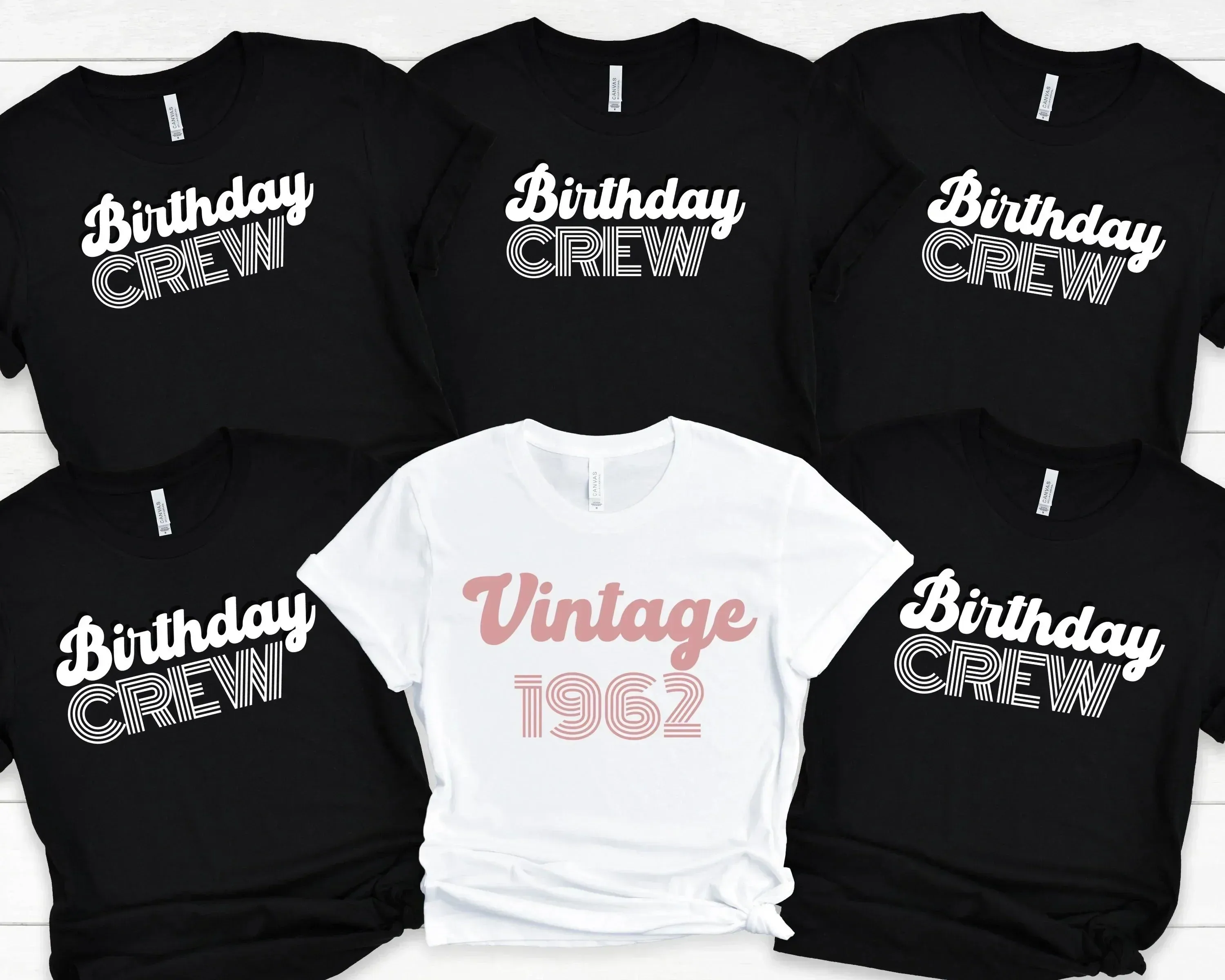 Vintage Sixty Birthday Crew, Birthday Squad, 60th Birthday Tee, Birthday Gift, Birthday Party Tees, Gift for Her, Birthday Group Shirt