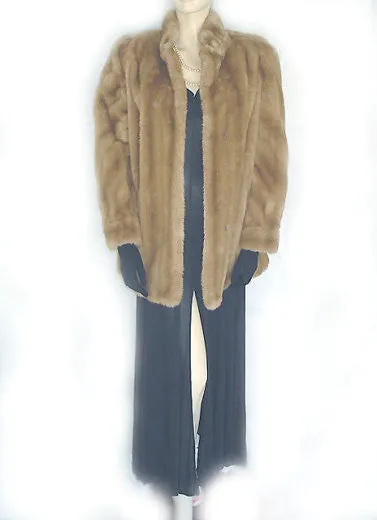 VINTAGE TISSAVEL FROM FRANCE FAUX FUR COAT WITH FAUX LEATHER TRIM