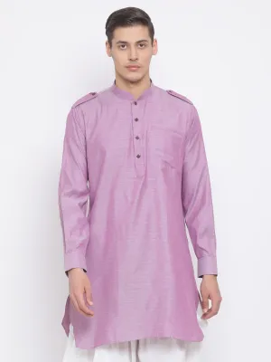 VM BY VASTRAMAY Men's Purple Cotton Blend Kurta