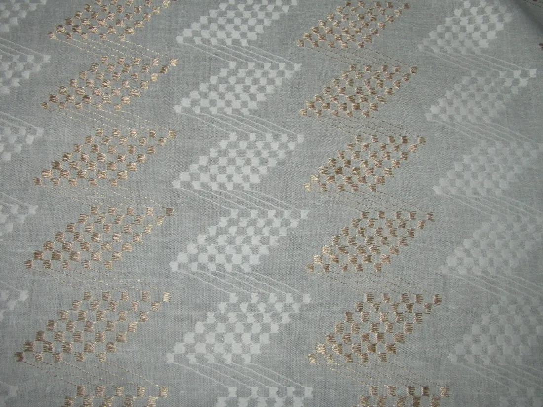 White cotton metallic jacquard fabric 44'' wide [11140]