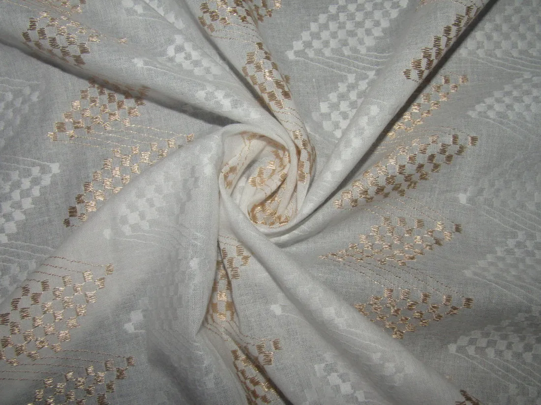 White cotton metallic jacquard fabric 44'' wide [11140]