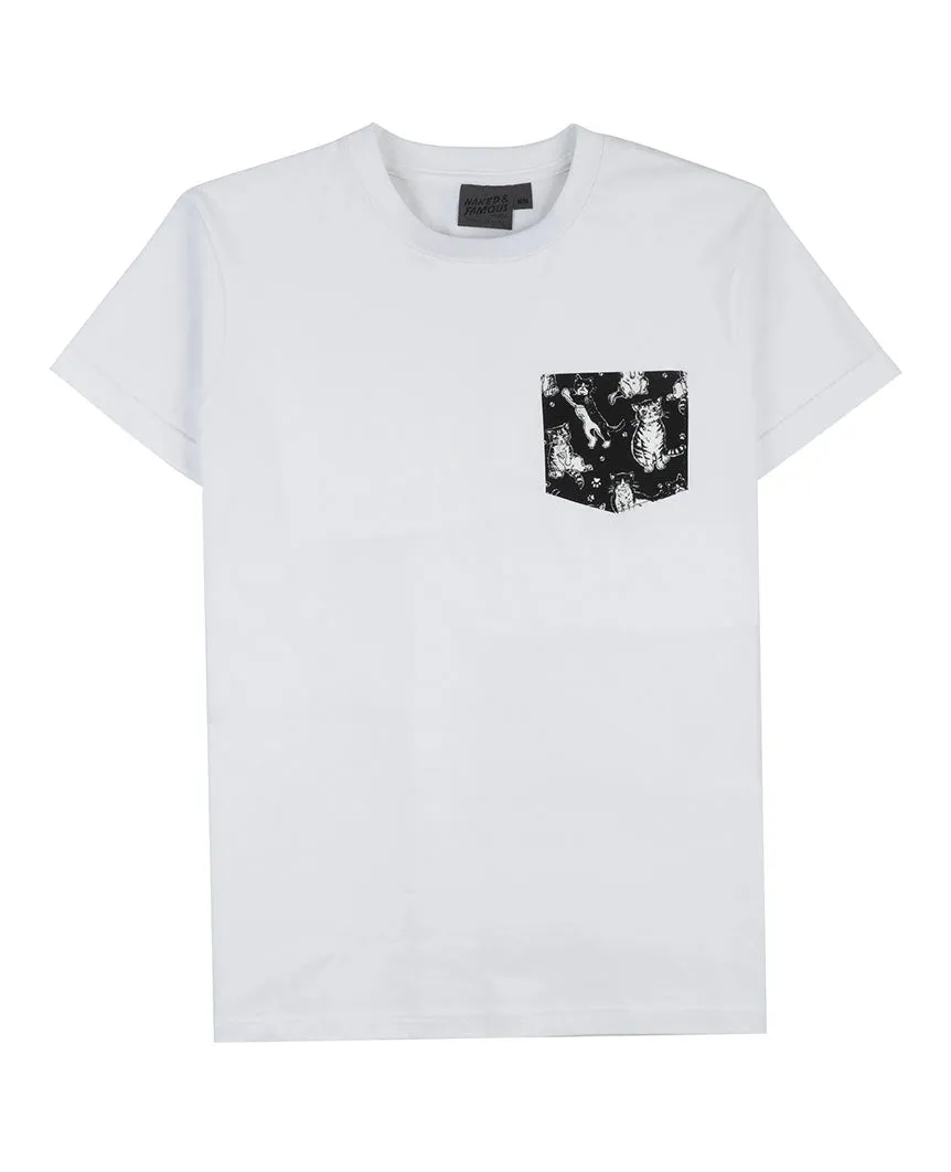 White   Cute Cats Black Pocket Tee