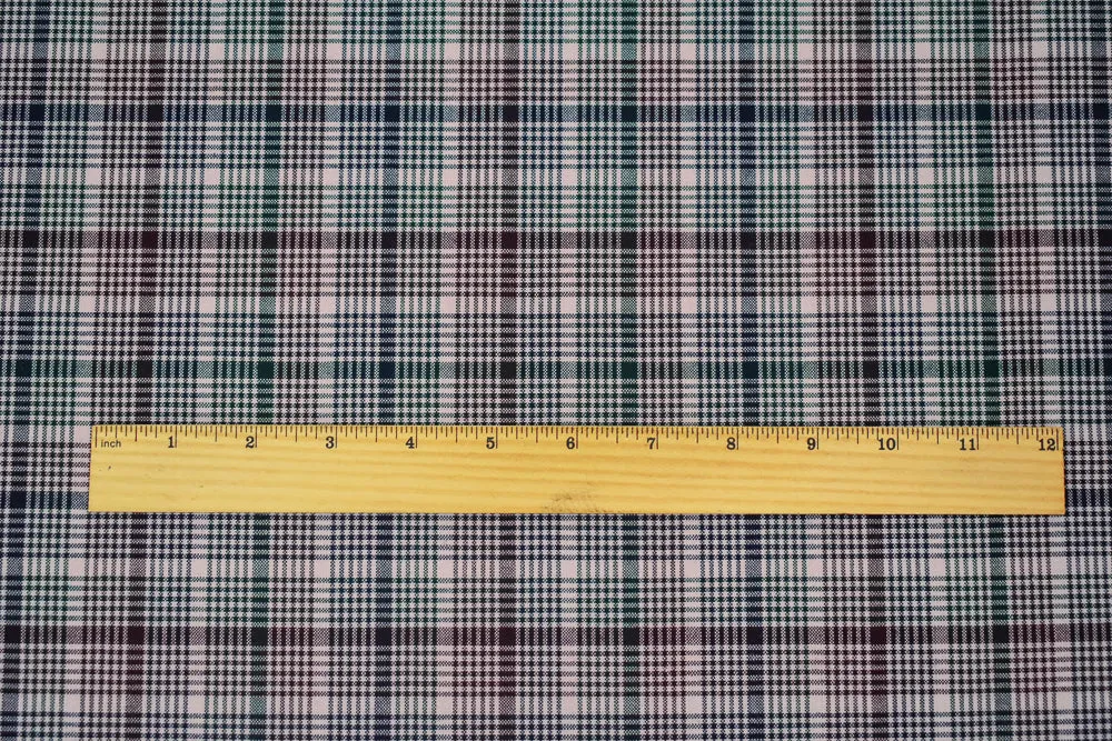 Wine Red-Multi Polyester-Wool Plaid Woven Shirting Fabric