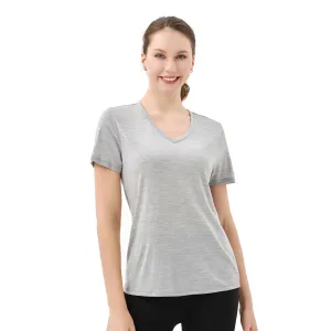 Women’s Merino 170g V-Neck  Short Sleeve T-Shirt  Light Grey